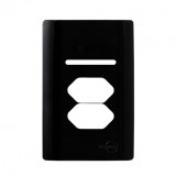 Placa p/ 1 Interruptor + Tomada dupla 4x2 - Novara Preto Brilhante
